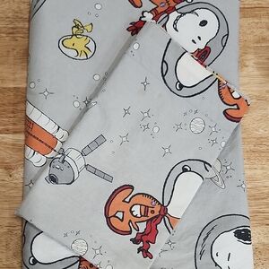 Pottery Barn Kids Peanuts Snoopy Gray and Orange Space Twin Duvet and Sham
